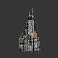 Cartoon Skyscraper Model Featuring Lego Style Design Billboards And Detailed Floors