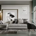 Modern Light Gray Sectional Sofa And Coffee Table Set For Elegant Minimalist Living Room