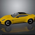 Yellow Sports Car With Black Roof Sleek Design Shiny Wheels And Reflective Surface