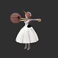 Game Movie Character Pink Haired Unicorn Horn in White Wedding Dress Holding Large Cookie Hammer