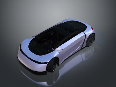 Futuristic Electric Concept Car With Sleek Silver Body Transparent Roof And Aerodynamic Design 3d model