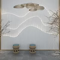 New Chinese background wall 3d model