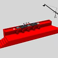 Red Industrial Mechanical Device With Metal Support Structure And Components 3d model