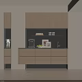 Modern Light Toned Sideboard With Drawers Cabinets Coffee Machine And Fruits