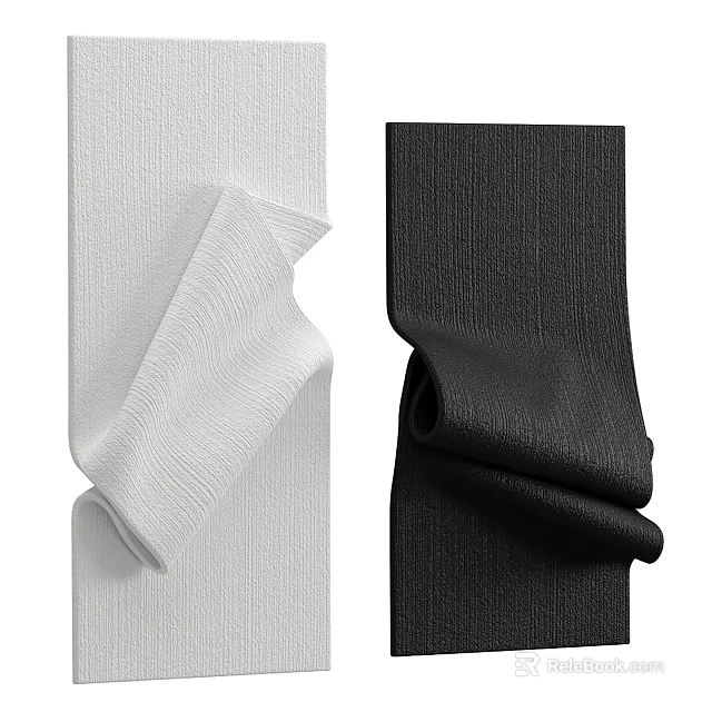White And Black Textured Fabric With Soft Fold Design And Surface Pattern 3d model 