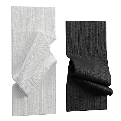 White And Black Textured Fabric With Soft Fold Design And Surface Pattern 3d model