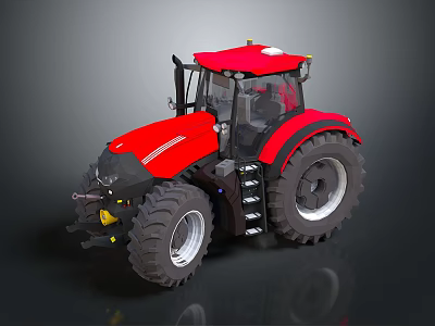 Red Tractor With Large Tires Modern Cab And Sleek Exterior Design 3d model
