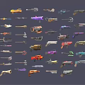 Colorful Futuristic Various Types of Weapons Collection with Different Designs and Styles