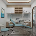 Modern Lobby Interior With Blue Chairs White Reception Desk Pendant Lights And Marble Floor