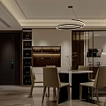 Elegant Warm Modern Living And Dining Interior With Wood Veneer And Marble TV Wall