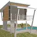 Modern Detached Villa Design With Swimming Pool Balcony And Grass Area