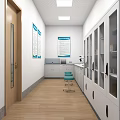 Modern Outpatient Hall Interior With Green Waiting Chairs Reception Desk And Digital Screens
