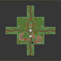 Ancient Castle Scene With Red Roofs White Buildings Towers And Green Trees