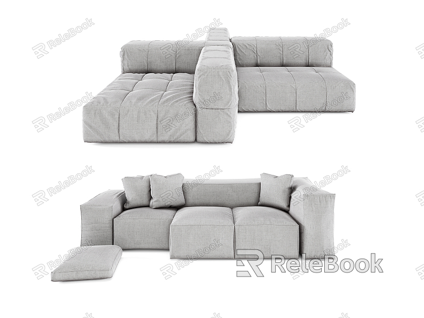 Modern three-seat sofa fabric multi-person sofa model