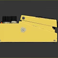 Compact Yellow Electronic Device With Three Black Knobs Switch And Connector 3d model