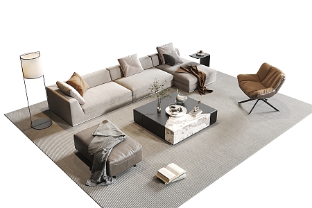 Sofa Coffee Table Combination Sofa Living Room Sofa Coffee Table Floor Lamp Coffee Table 3d model