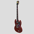 Vintage Red Electric Guitar with Hand Painted Art Supplies Signatures and Stickers