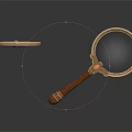 Vintage Magnifying Glasses With Wooden Handles And Golden Frames On Black Background