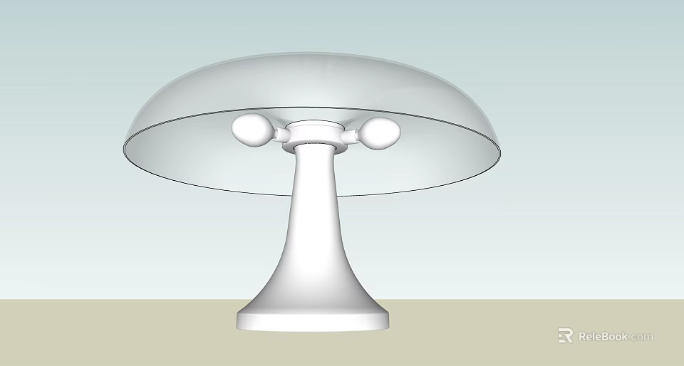 White Table Lamp With Round Shade Conical Base And Spherical Accents 3d model 