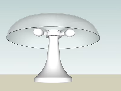White Table Lamp With Round Shade Conical Base And Spherical Accents 3d model