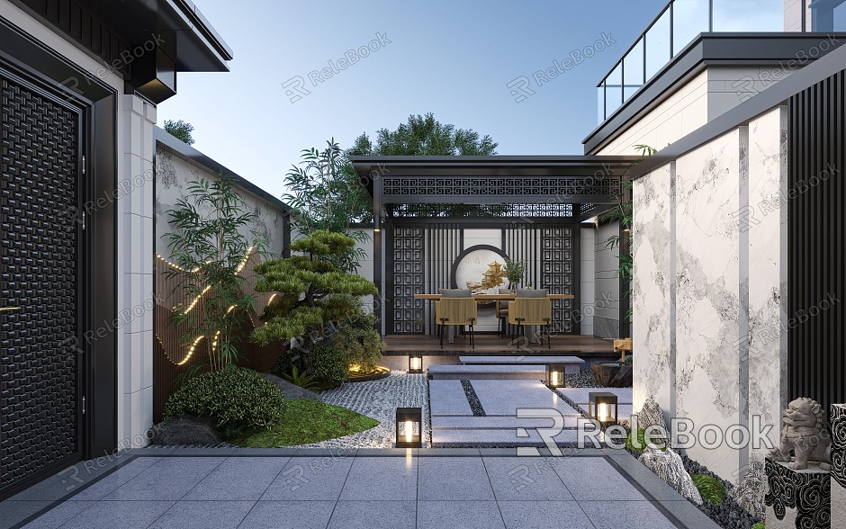 New Chinese Courtyard Courtyard Landscape model