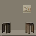 Modern Woven Rattan Stools With Soft Cushion For Warm Minimalist Neutral Home Interior Decor