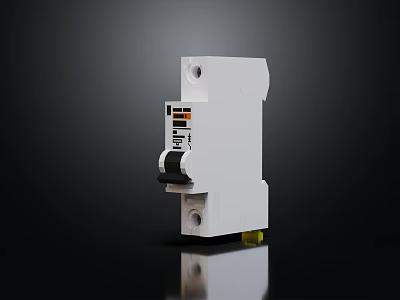 White Electrical Switch Panel With Black Control Button And Single Unit Design 3d model
