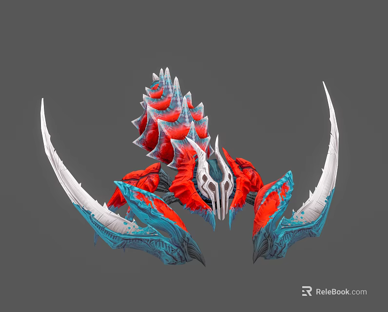 Game and Movie Character With Red Blue Color Giant White Claws And Skeletal Head Structure 3d model 