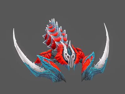 Game and Movie Character With Red Blue Color Giant White Claws And Skeletal Head Structure 3d model
