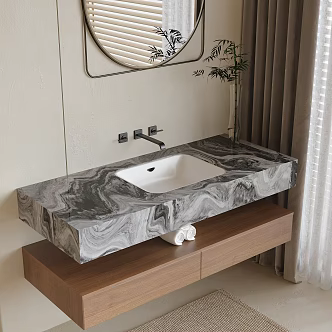 Modern toilet sink toilet mirror faucet 3d model