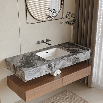 Modern toilet sink toilet mirror faucet 3d model