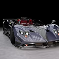 Gray Convertible Sports Car With Red Seats And Black Wheels Against Ancient Stone Columns