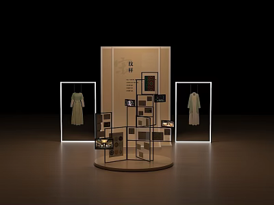 Elegant Modern Display Shelves With Circular Base And Multi Layer Racks For Fashion Clothing 3d model