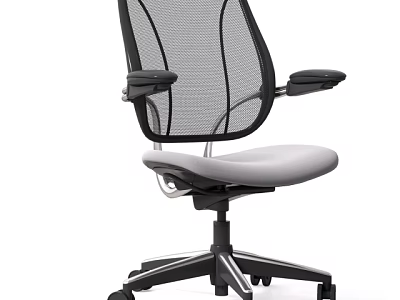 Ergonomic Modern Office Chair with Mesh Back Adjustable Armrests Gray Seat Cushion 3d model