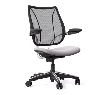 Ergonomic Modern Office Chair with Mesh Back Adjustable Armrests Gray Seat Cushion 3d model