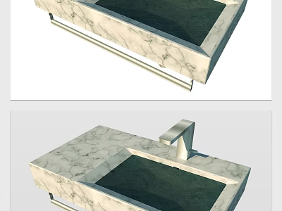 Elegant Marble Washbasin With Smooth Countertop And Modern Faucet In Contemporary Style 3d model