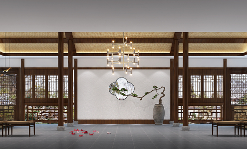 New Chinese Style Hall 3d model