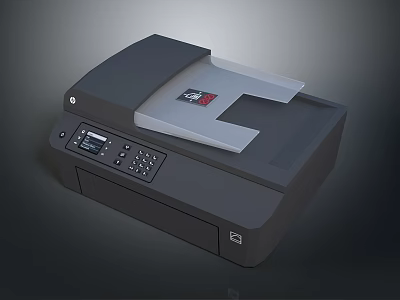Modern Black Desktop Scanner With Control Panel Buttons And Flatbed Document Scanning Area 3d model