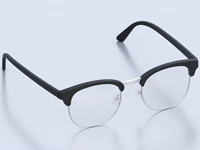 Modern Black Frame Eyeglasses With Clear Lenses And Silver Accents 3d model
