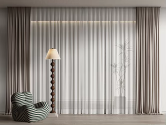 curtain fabric curtain gauze curtain 3d model