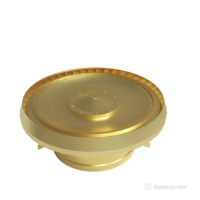 Golden Circular Metal Component With Central Dome And Edge Design 3d model 