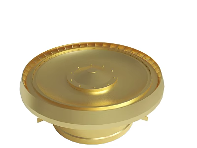 Golden Circular Metal Component With Central Dome And Edge Design 3d model