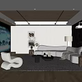 Modern Home Theater Interior Design With Large Screen Projector Comfortable Sofa And Wooden Ceiling