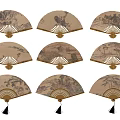 Traditional Chinese Folding Fan Wall Hangings With Tassels For Home Decor