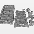 Natural Stone Stepping Stones With Irregular Blocks For Garden Path Design 3d model