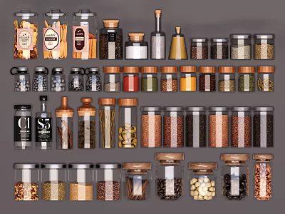 Transparent Glass Spice Jars With Airtight Lids For Organized Kitchen Storage Solutions 3d model