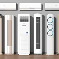 Different Styles of Modern Air Conditioner Fans Including Tower and Wall Mounted Designs