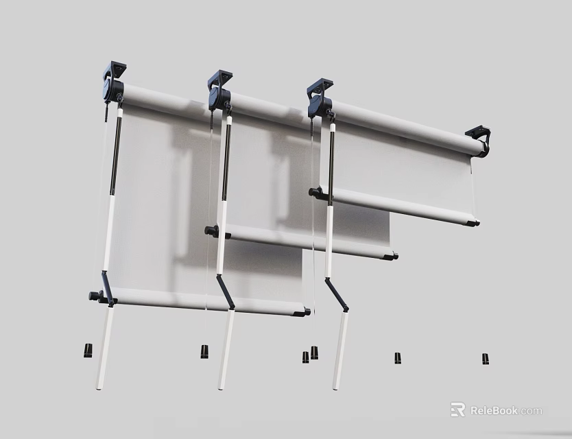 Modern Roller Curtain With Adjustable Metal Track And Durable Mounting Brackets Design 3d model