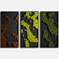 Two Vertical Abstract Wall Art Pieces With Green Yellow Brown Textured Patterns