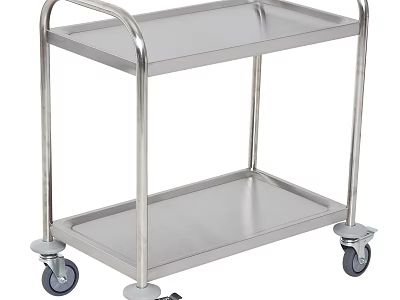 Stainless Steel Two Tier Mobile Storage Shelf With Wheels For Home Storage 3d model